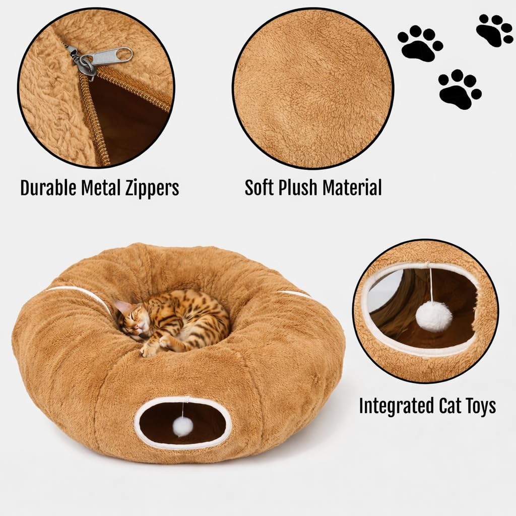 R1M Cat Tunnel Bed folds flat for travel and easy storage