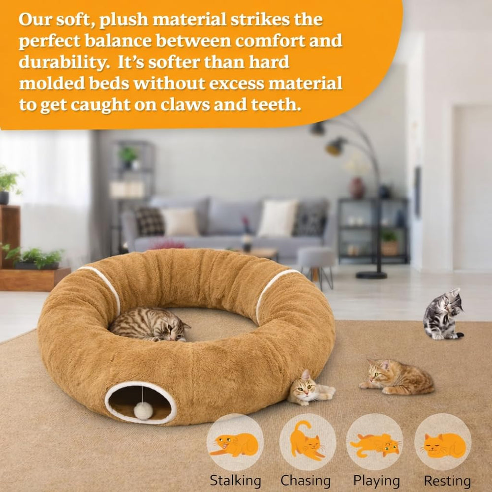 R1M Cat Tunnel Bed warm, secure retreat with cushioned inner pad