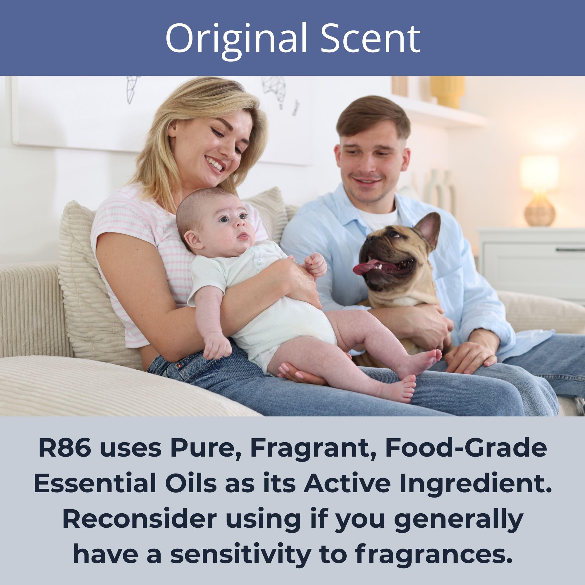 R86 wash-large-surfaces setup highlights use with water for broad odor cleanup.