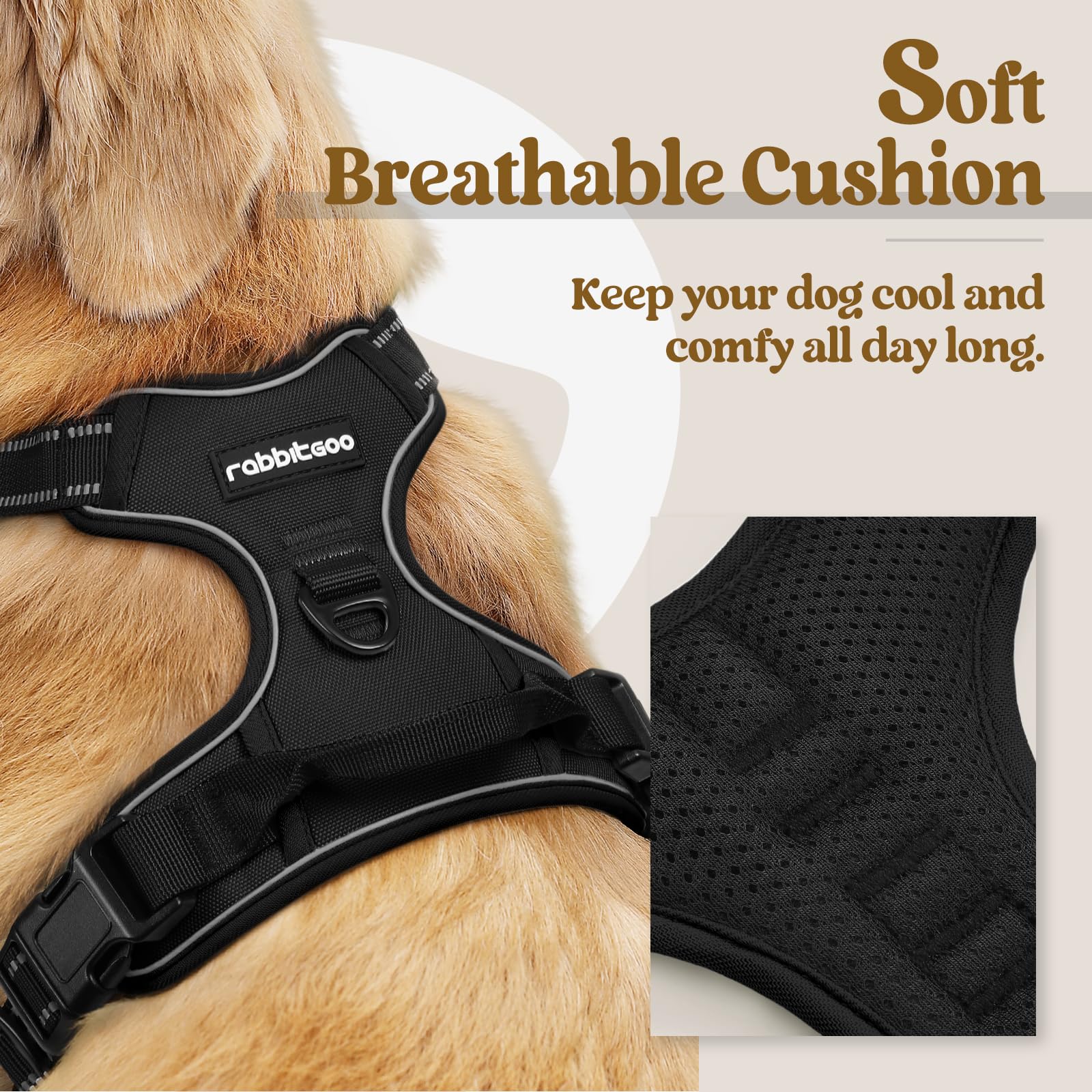 Rabbitgoo padded vest with four-strap adjustability for a secure fit