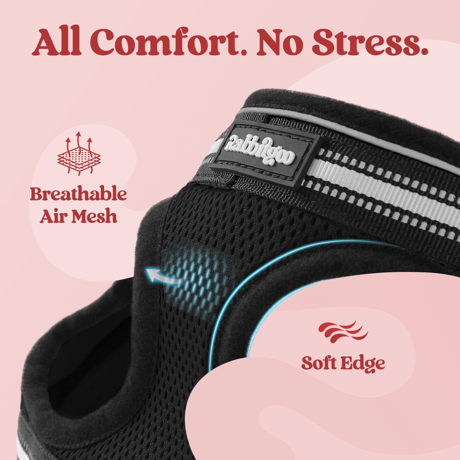 Rabbitgoo back-clip buckle prevents escape during outdoor adventures.