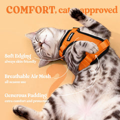 Rabbitgoo adjustable four-strap fit adapts to your cat’s body.
