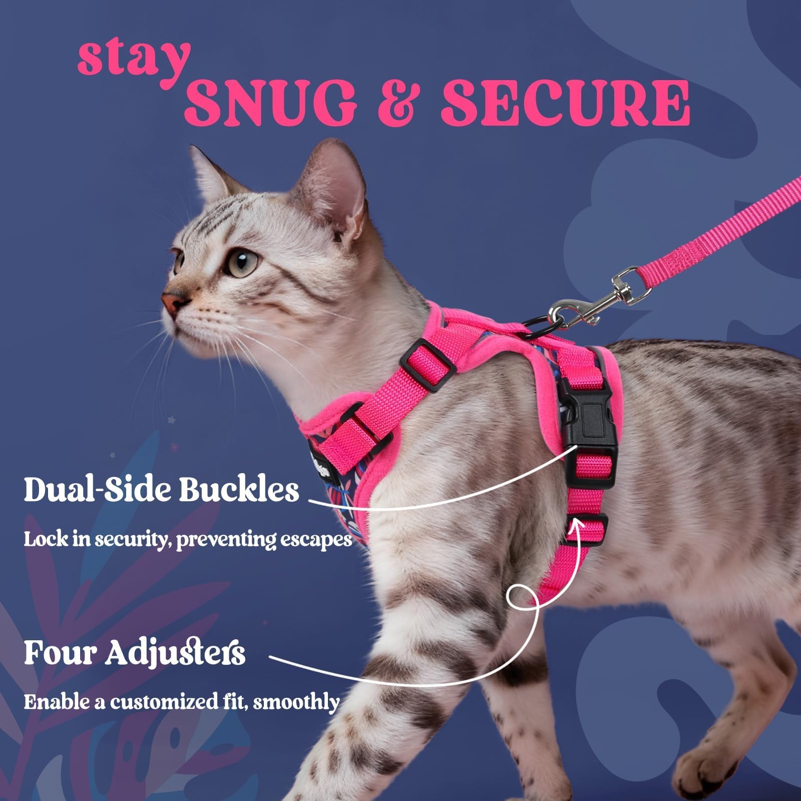 Rabbitgoo adjustable four-strap fit follows your cat's movement