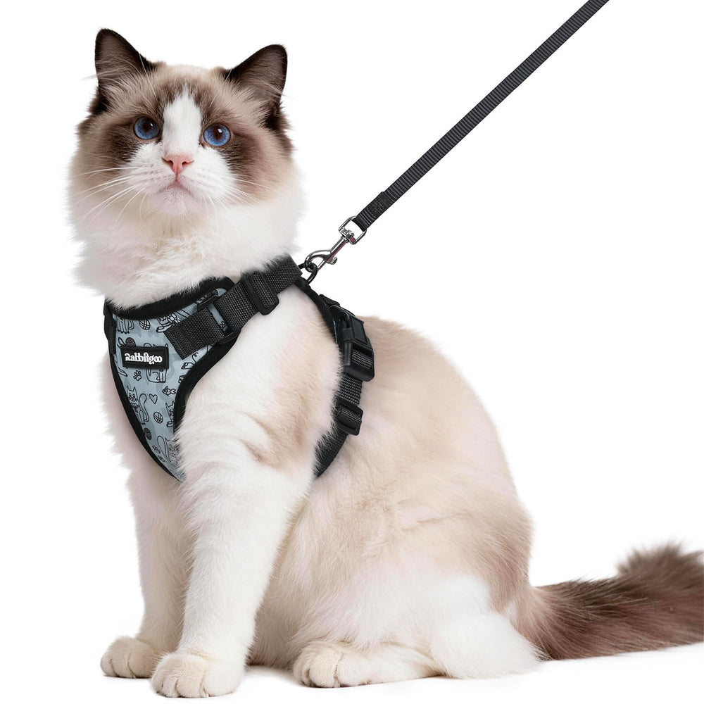 Rabbitgoo cat harness with back D-ring for secure leash control.