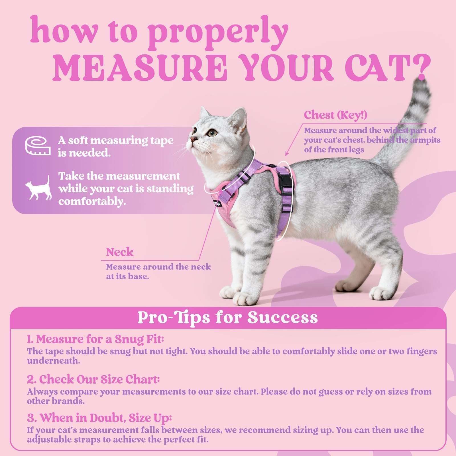 Rabbitgoo cat harness features breathable air-mesh to keep your cat cool.