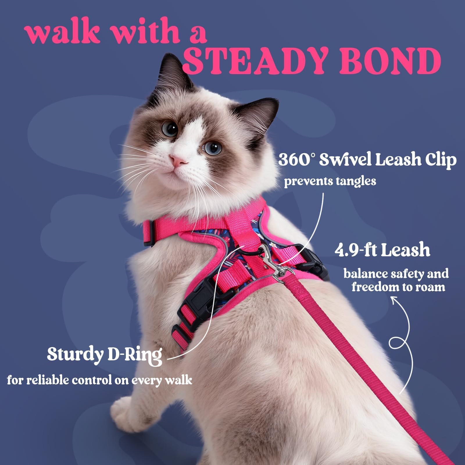 Rabbitgoo cat harness dual buckles secure fit and quick adjustments for busy mornings.