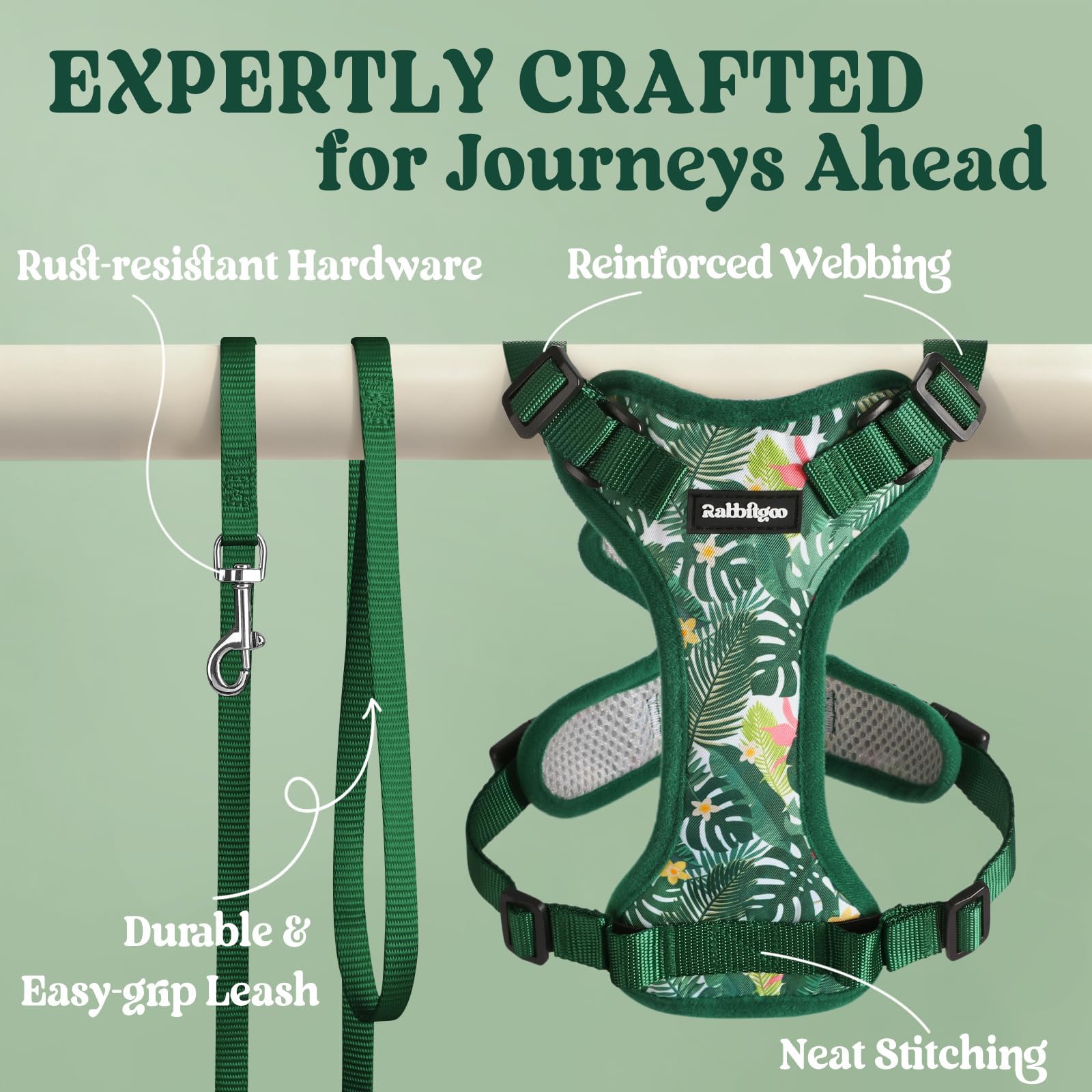 Sturdy dual buckles keep the harness secure on adventures