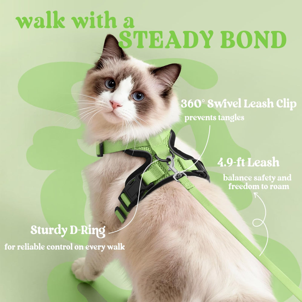 Rabbitgoo cat harness featuring dual quick-release buckles for quick setup