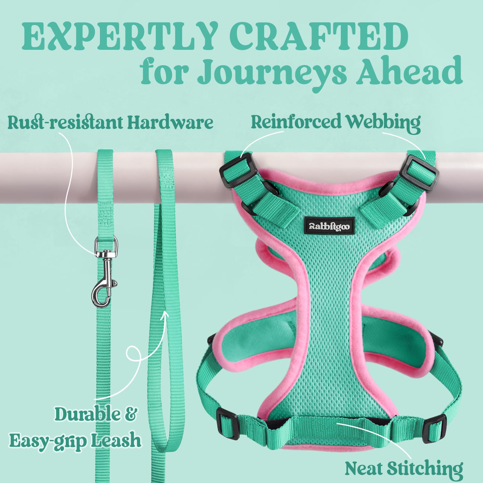 Rabbitgoo escape-proof closure with dual buckles for secure outings.