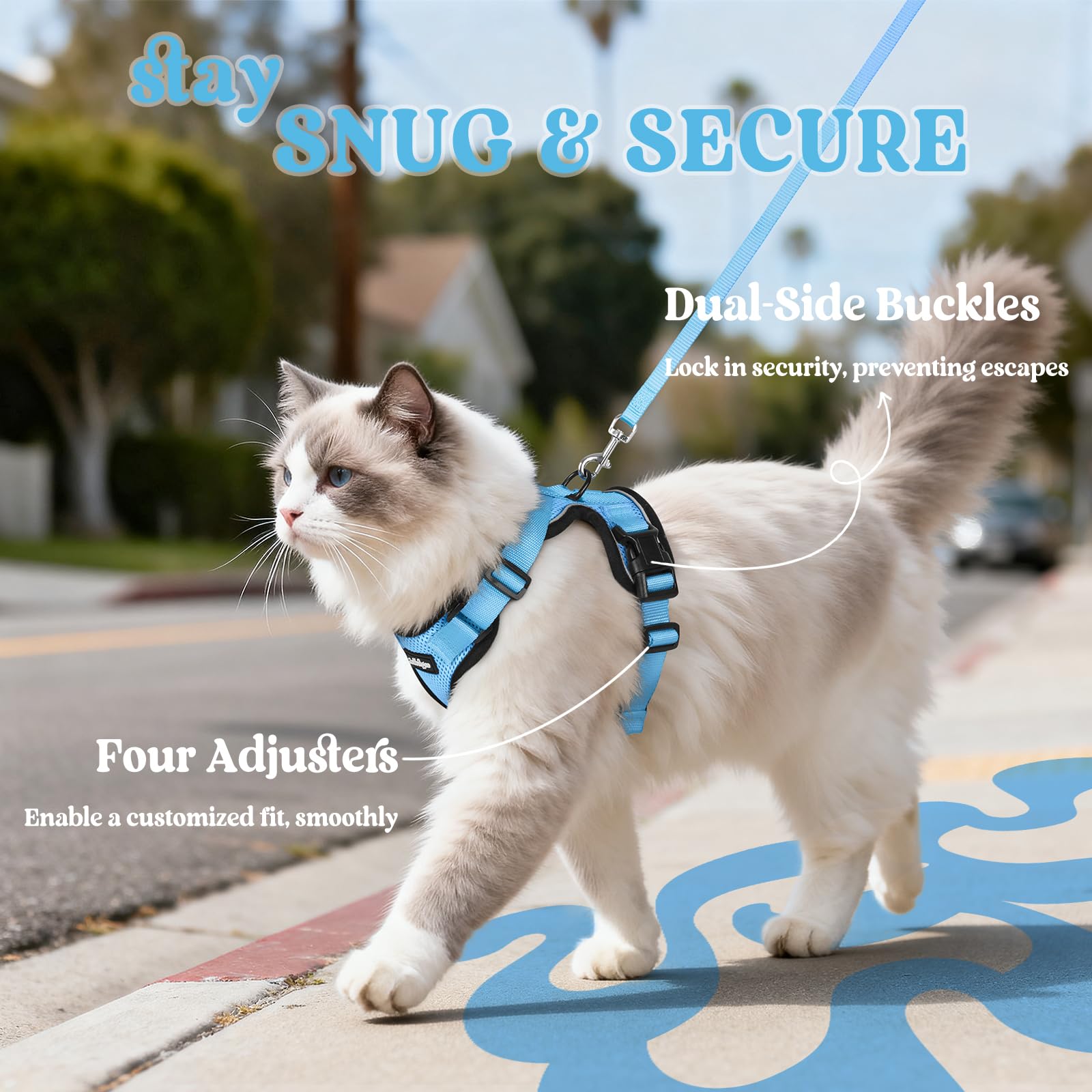 Rabbitgoo escape-proof closure with dual buckles ensures reliable outdoor security.