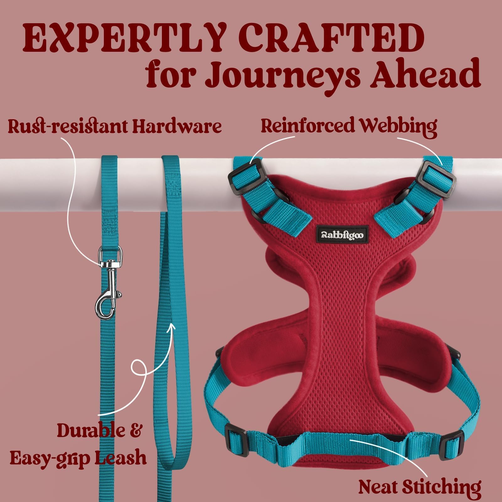 Rabbitgoo escape-proof design helps reduce wriggling during walks.