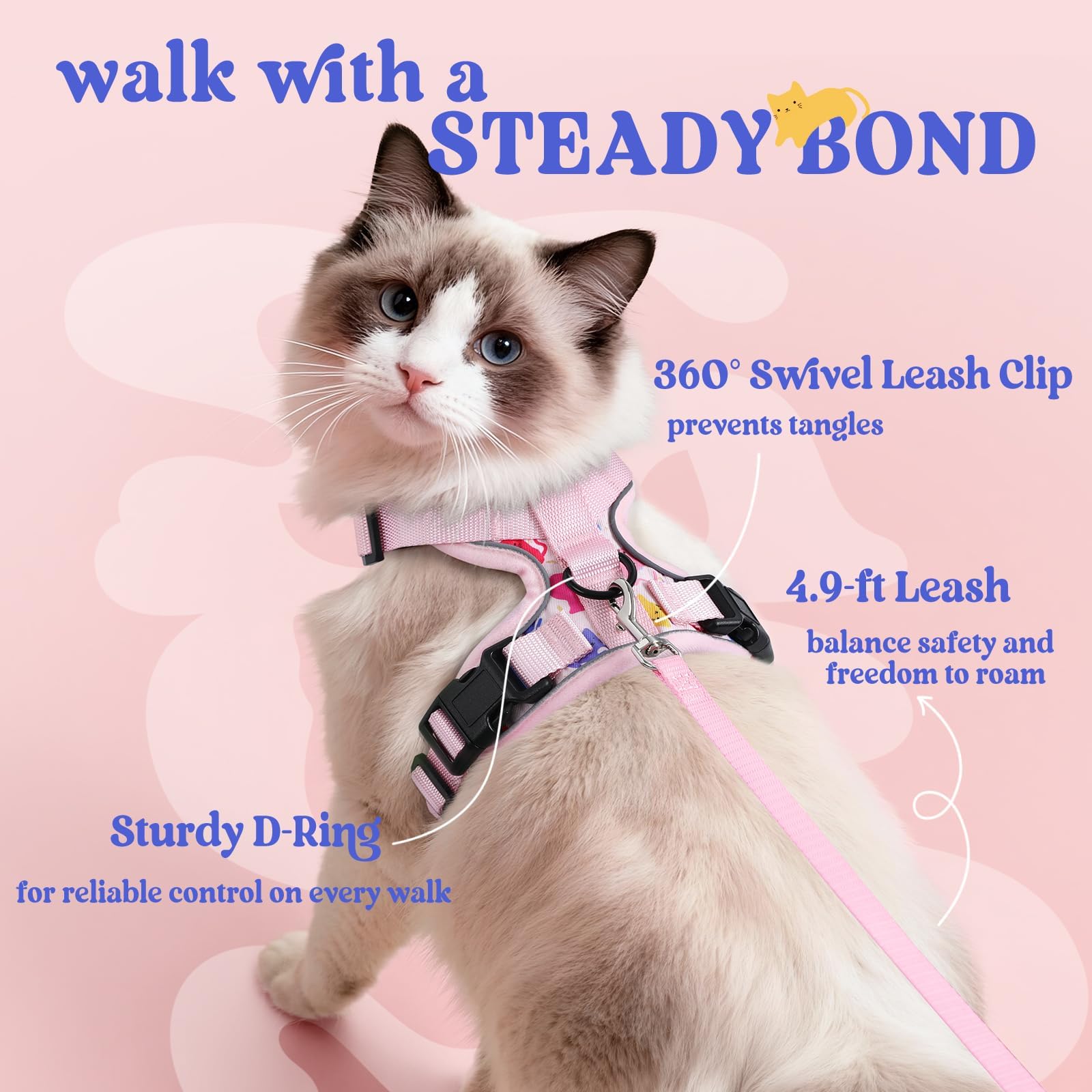 Rabbitgoo four-strap adjustable harness for a snug, customizable fit.