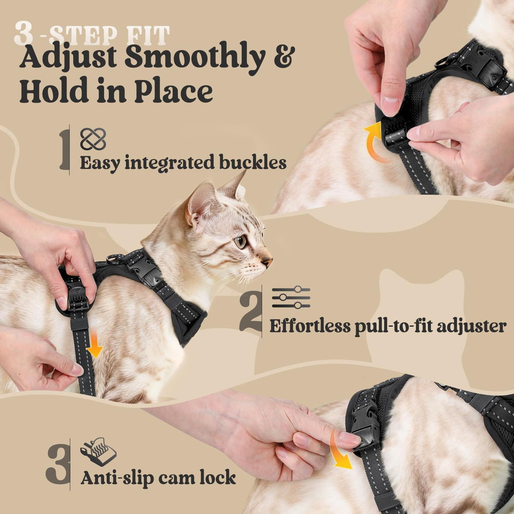 Rabbitgoo cat harness fully adjustable straps for a snug non-slip fit