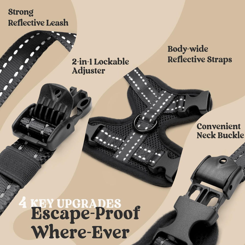 Rabbitgoo cat harness neck buckle easy-on/off for stress-free wearing