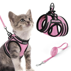 Rabbitgoo cat harness pink padding for daily comfort on walks.