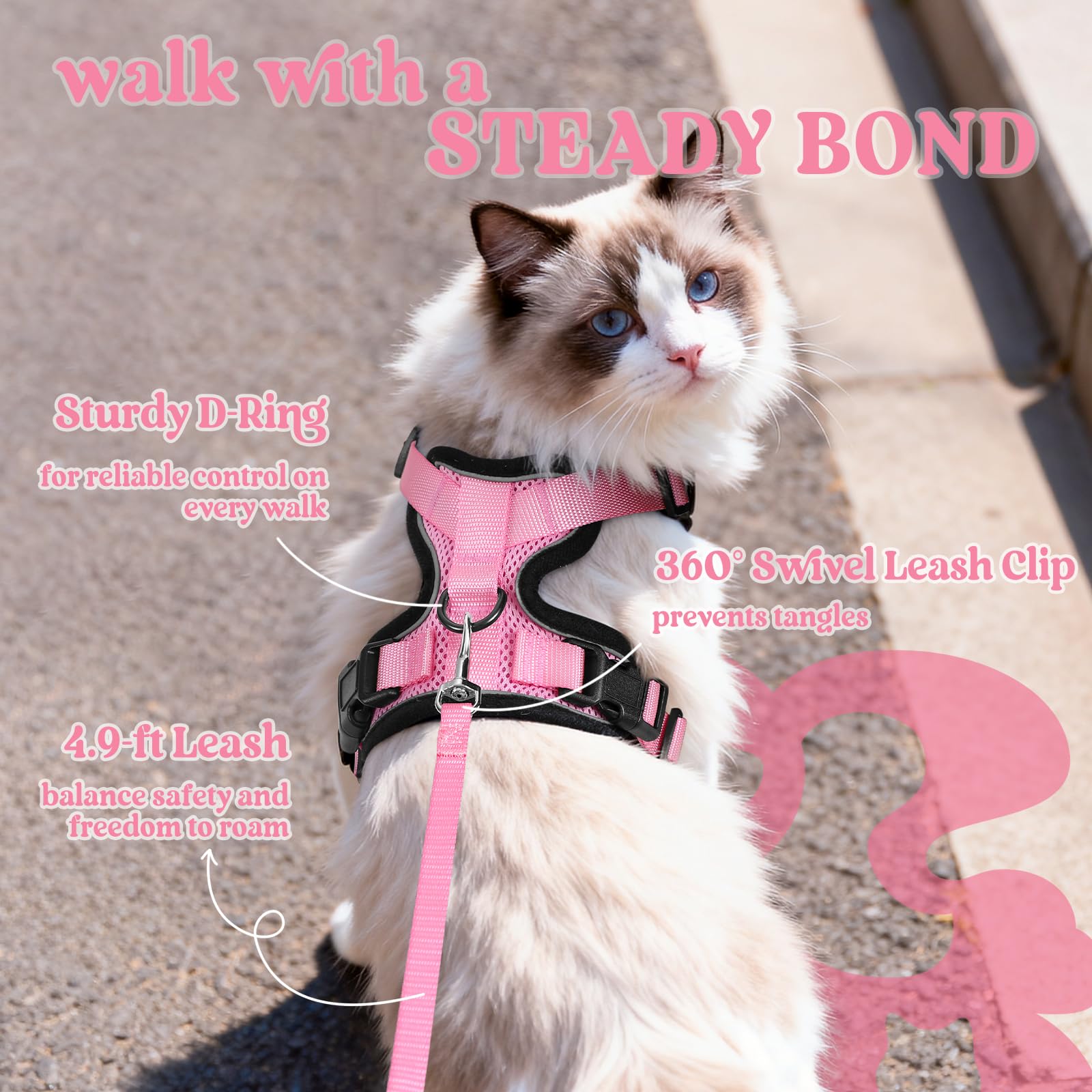 Rabbitgoo cat-harness quick-release buckles for easy on-off