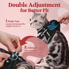 Rabbitgoo cat harness with reflective strip enhancing visibility during evening outings.