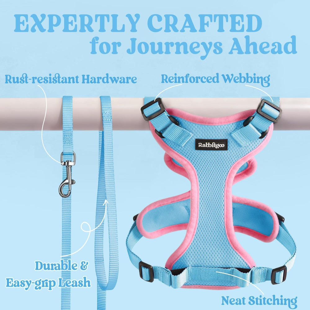 Rabbitgoo cat harness slip-over-head design for fast, easy wearing.