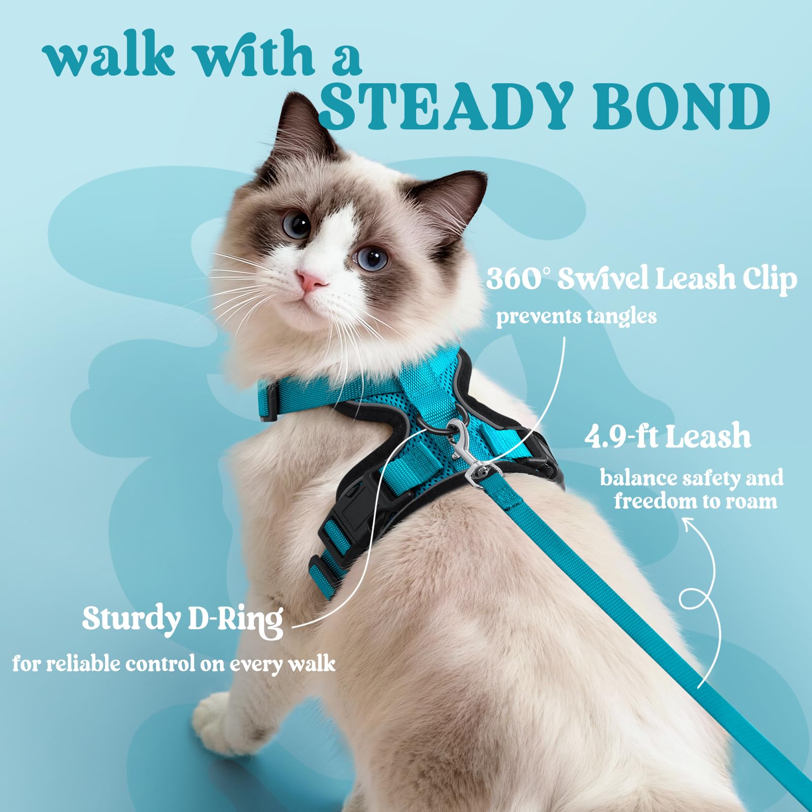 Rabbitgoo harness with reflective strips enhances visibility during twilight excursions.