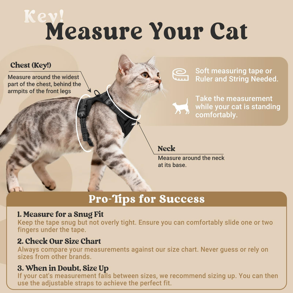 Rabbitgoo cat harness with three adjustable buckles for secure fit