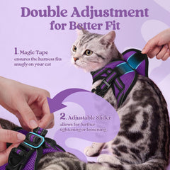Rabbitgoo cat harness vest-style with soft air-mesh padding for comfort.
