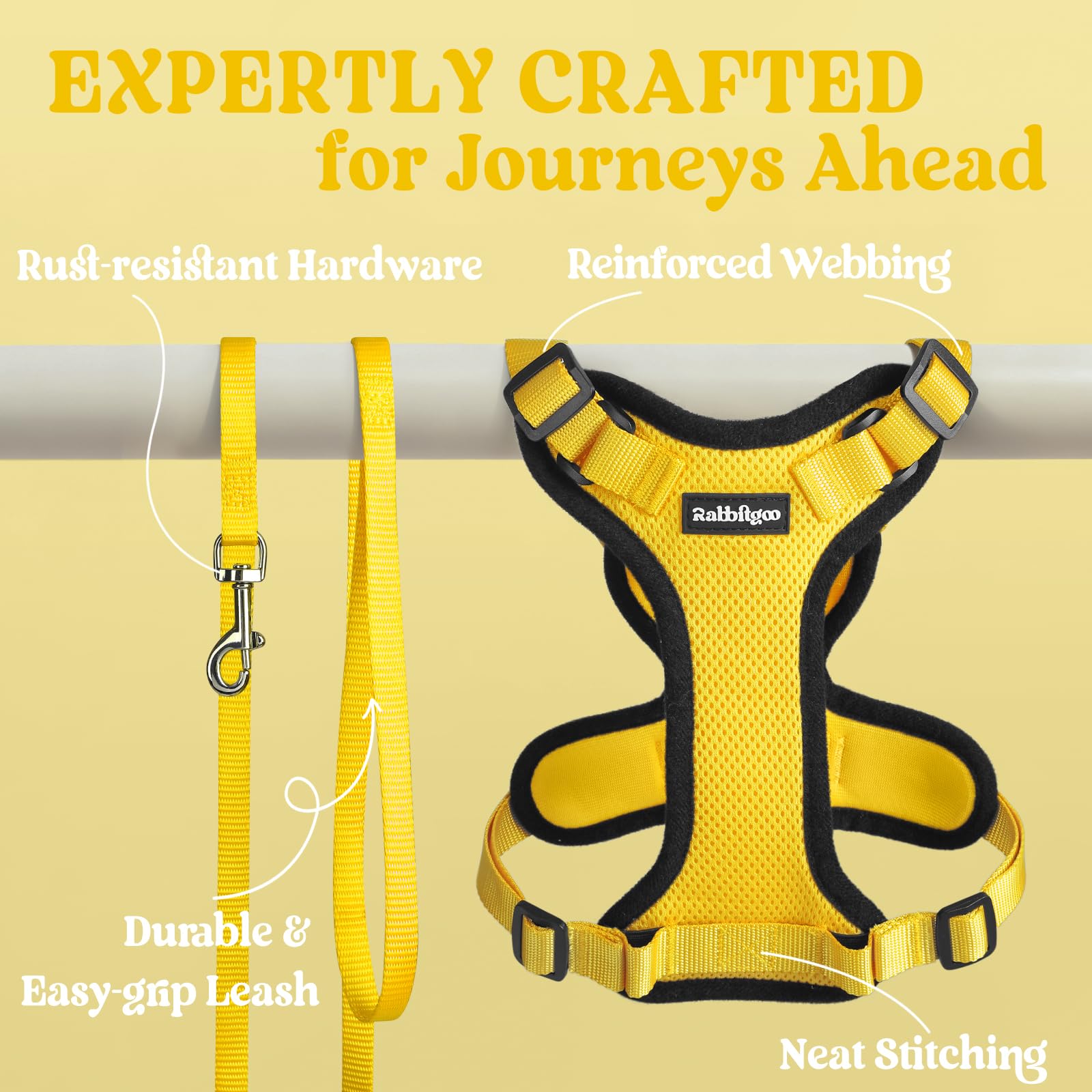 Rabbitgoo 4.9 ft leash paired with the harness.