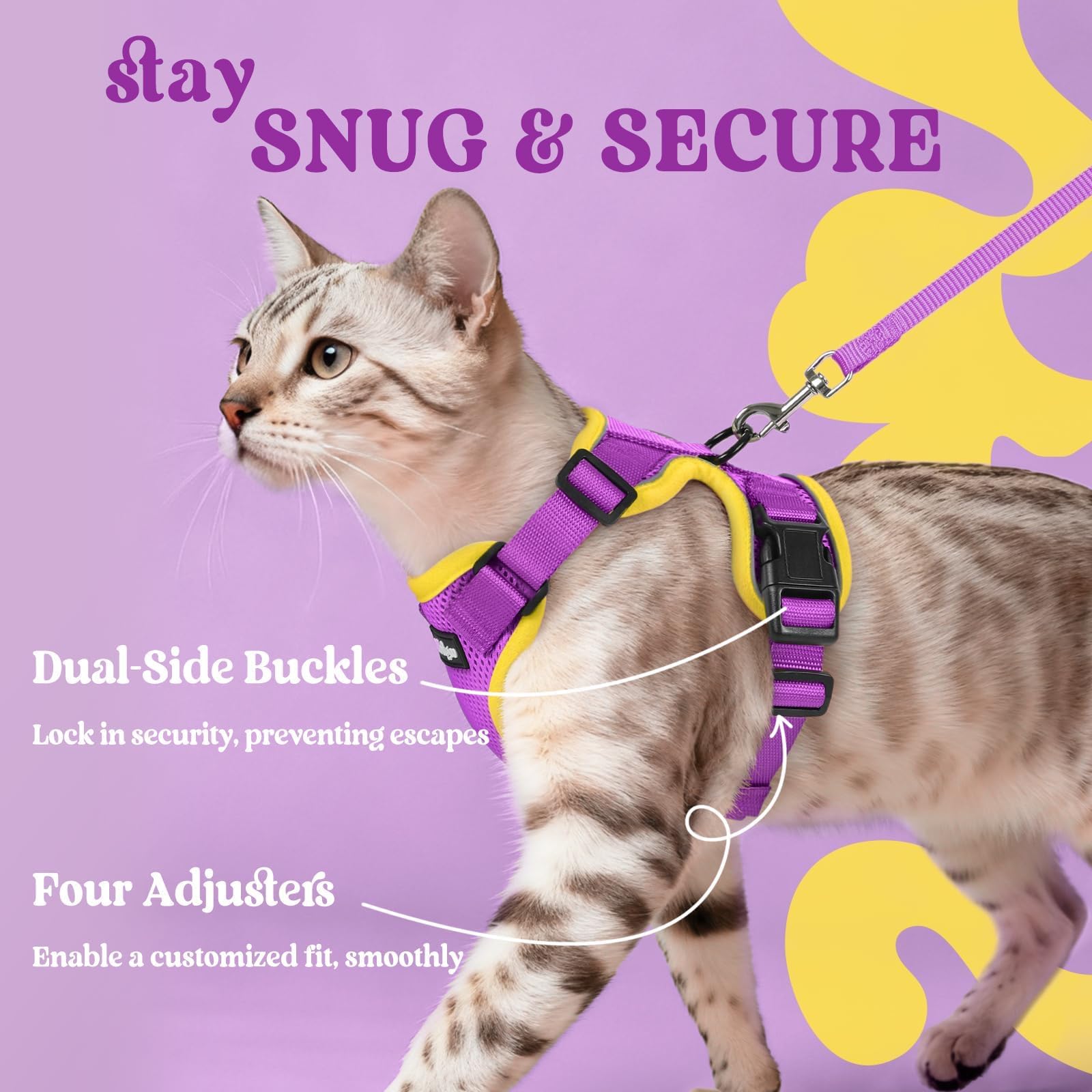 Includes a 4.9-foot Rabbitgoo leash for balanced walking length.