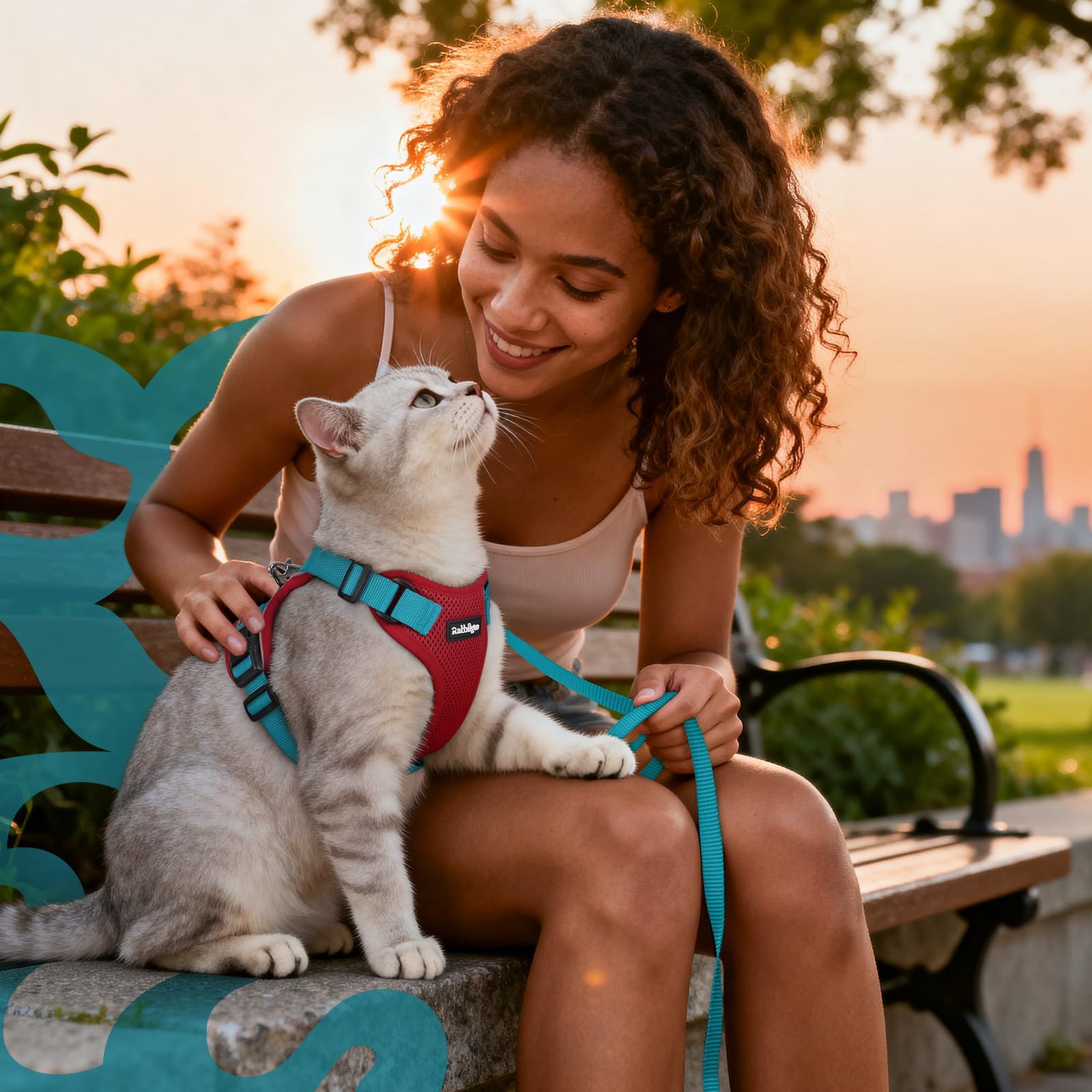 Rabbitgoo Red and Teal colors celebrate your cat's style.