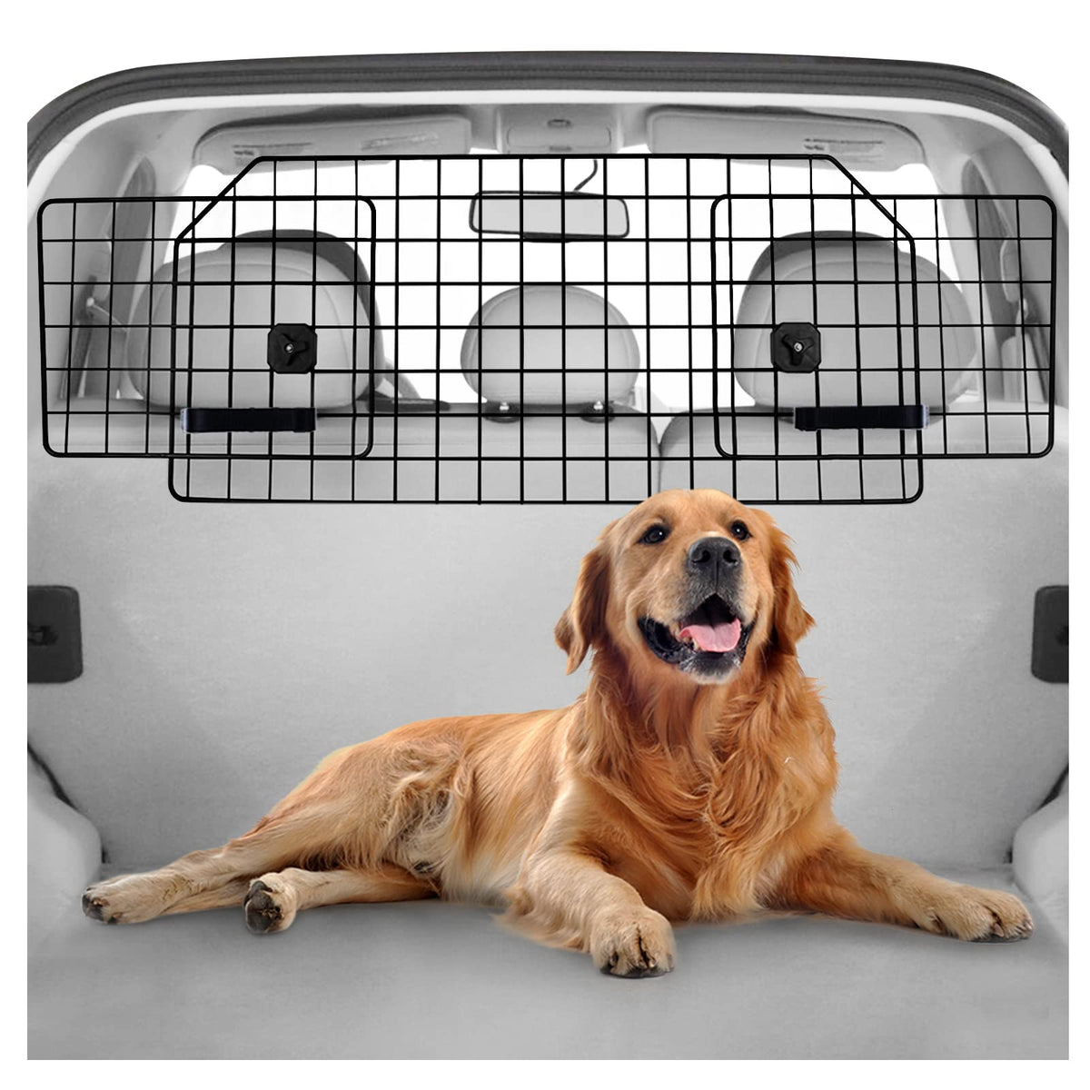 Rabbitgoo dog barrier main panel extended to fit wide SUV cargo areas for safer transport
