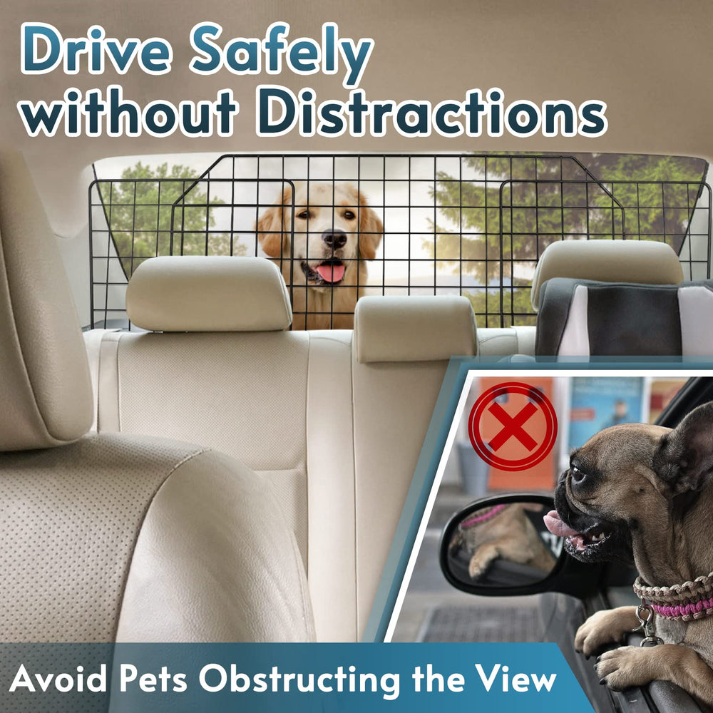 Rabbitgoo dog barrier side panels attached for a secure, adjustable backseat enclosure