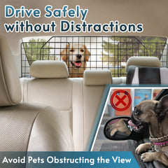 Rabbitgoo dog barrier side panels attached for a secure, adjustable backseat enclosure