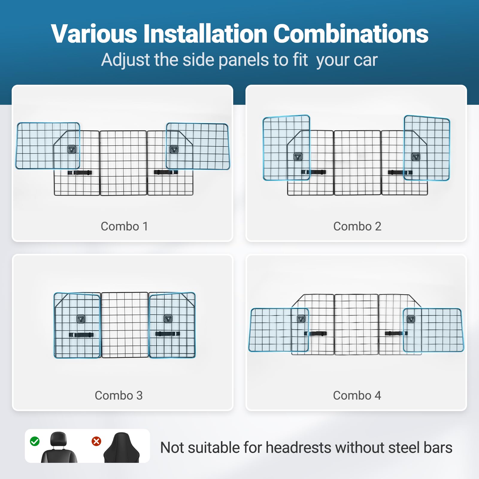 Rabbitgoo dog car barrier adjustable fit range demonstrates universal SUV compatibility.