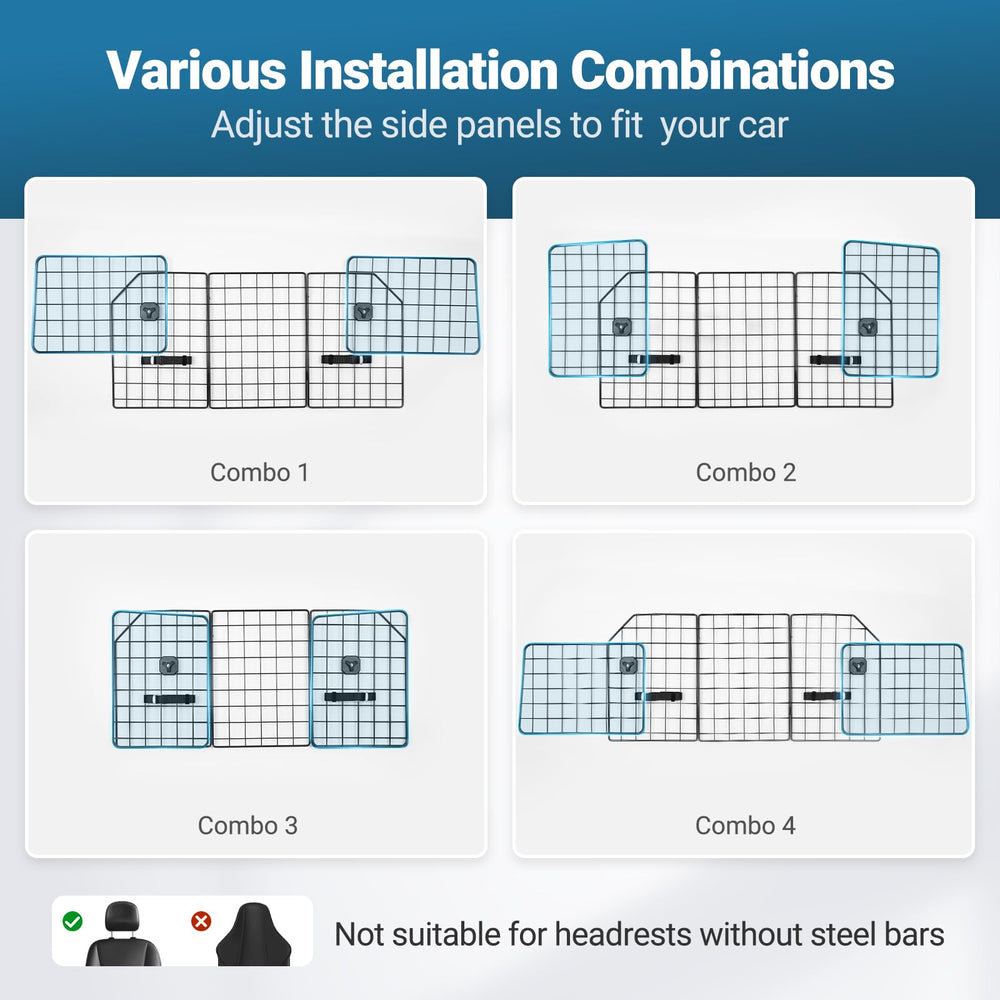 Rabbitgoo dog car barrier adjustable fit range demonstrates universal SUV compatibility.