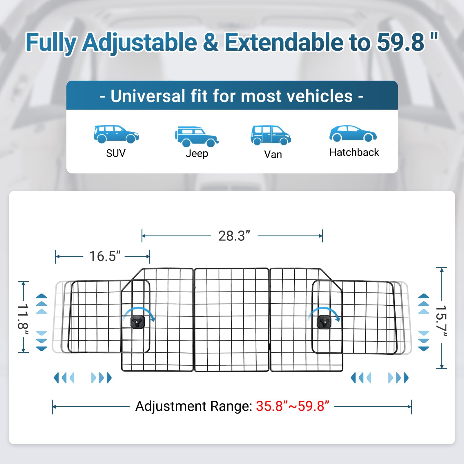 Rabbitgoo dog car barrier folded design folds compactly for storage.