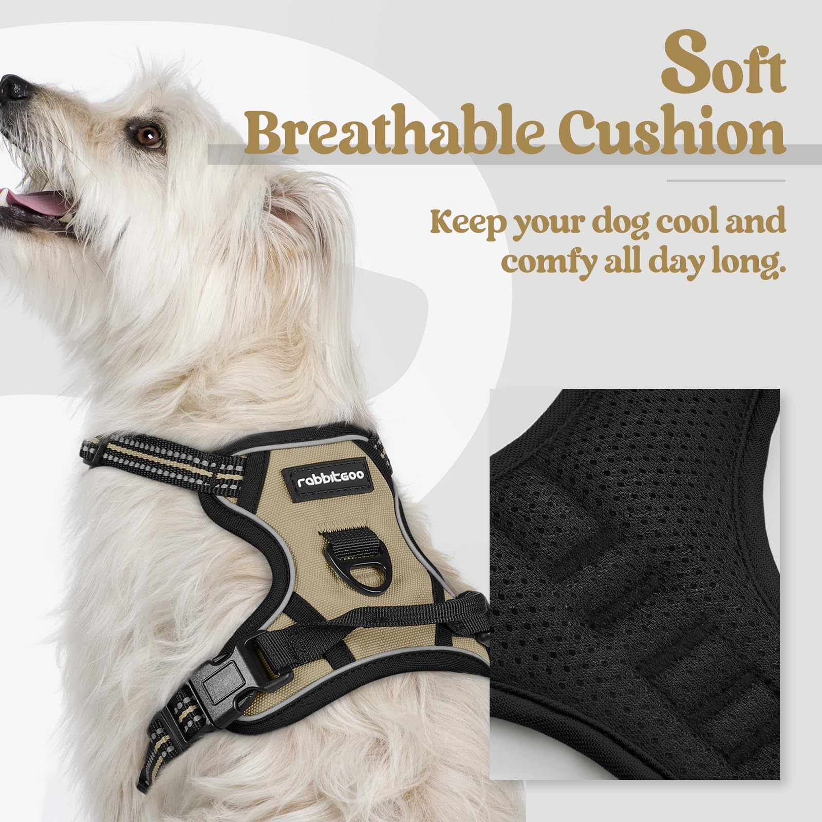 Rabbitgoo dog harness back clip for relaxed walks and runs.