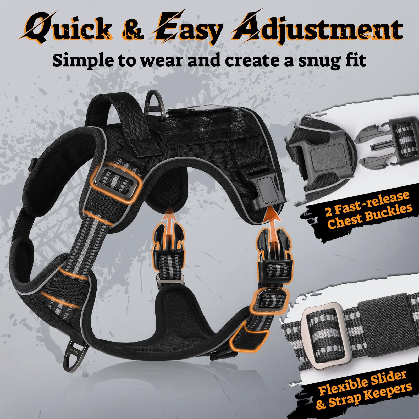 Rabbitgoo dog harness back view for daily walks.
