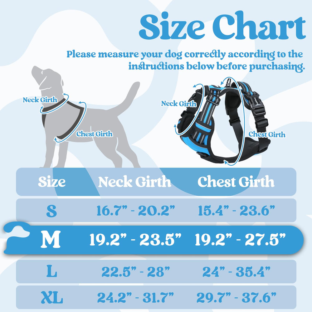 Rabbitgoo dog harness quick-release buckles enable easy on-off without fuss.