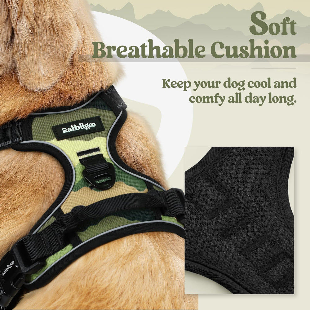 Rabbitgoo no-pull back clip harness side view for casual strolls.
