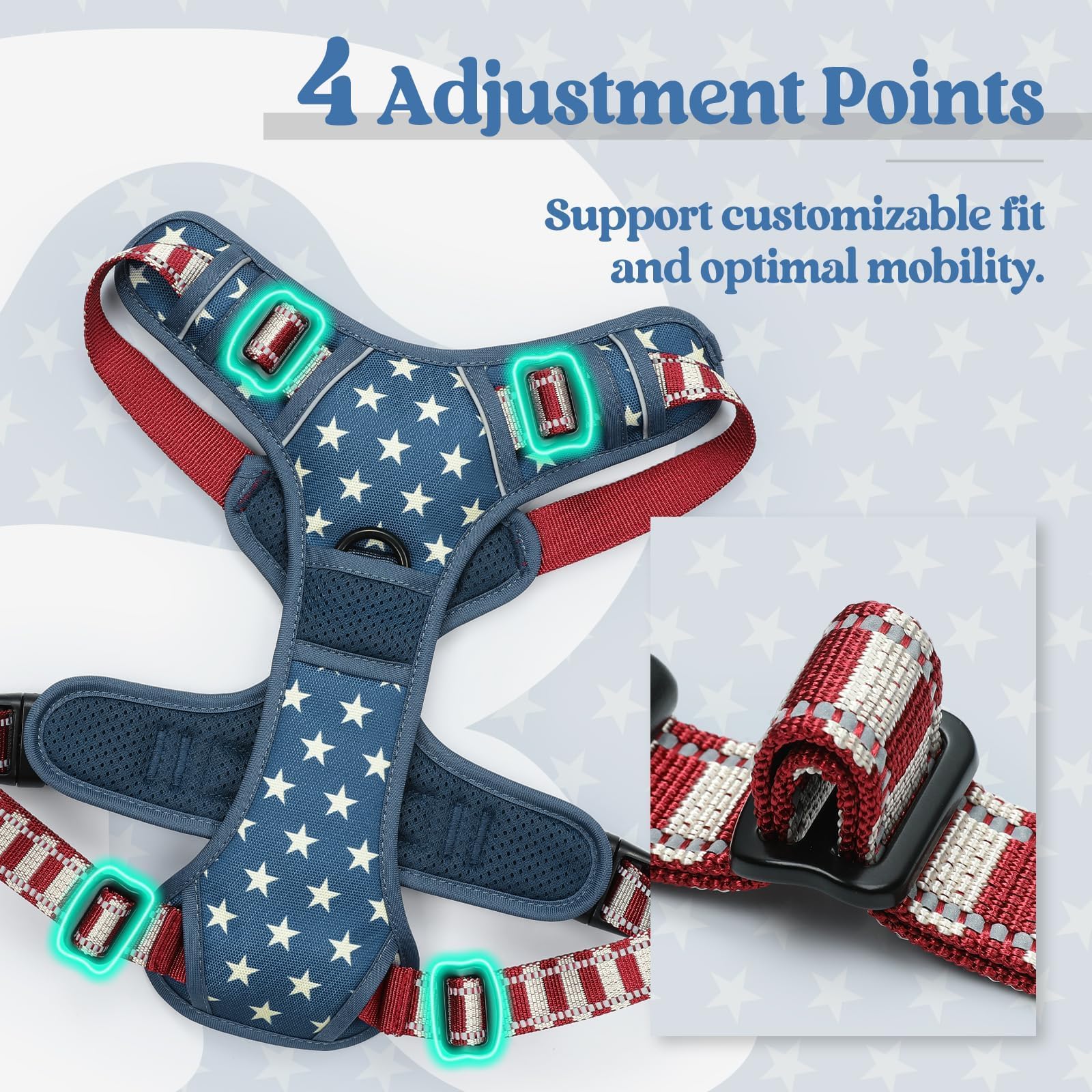 rabbitgoo padded harness close-up highlighting soft cushioning and comfort