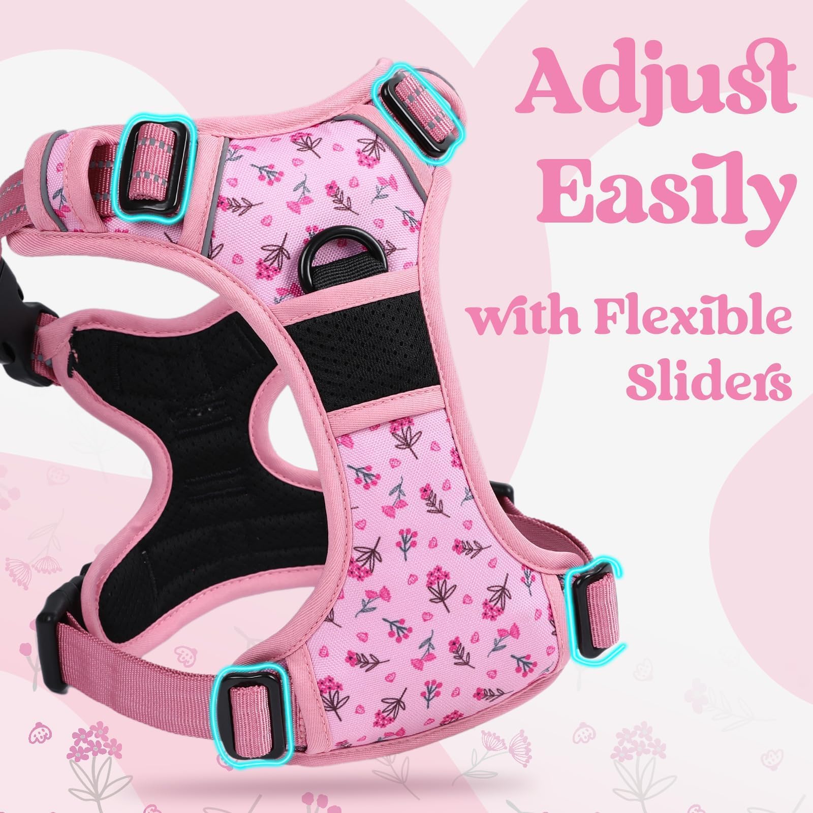 Rabbitgoo floral pink buckle detail with quick-release convenience.