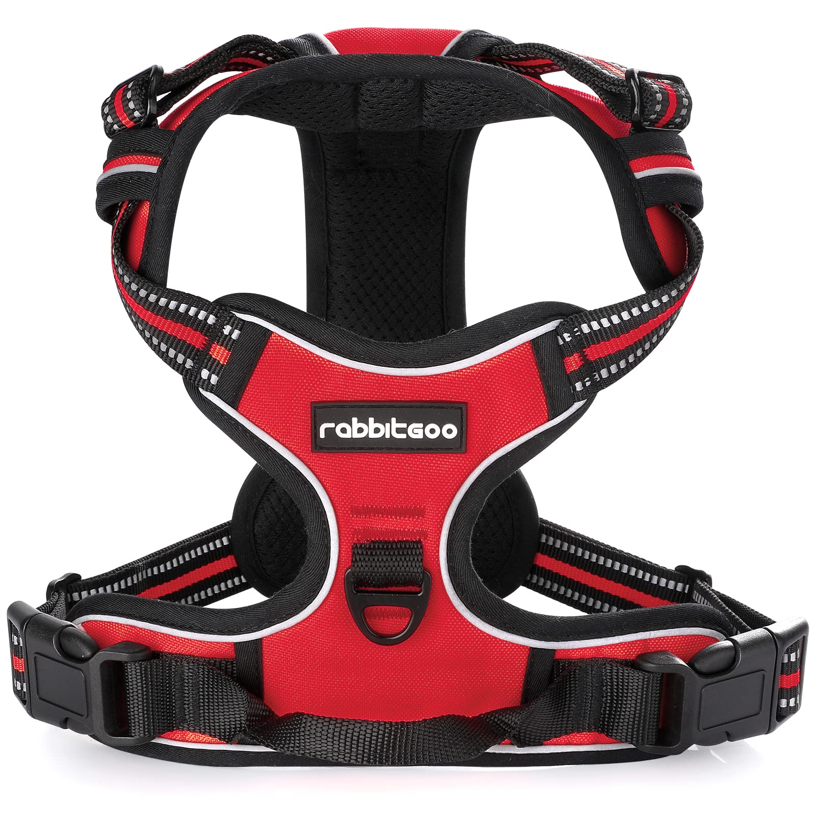 Rabbitgoo padded harness highlights soft cushion and breathable mesh for extended wear