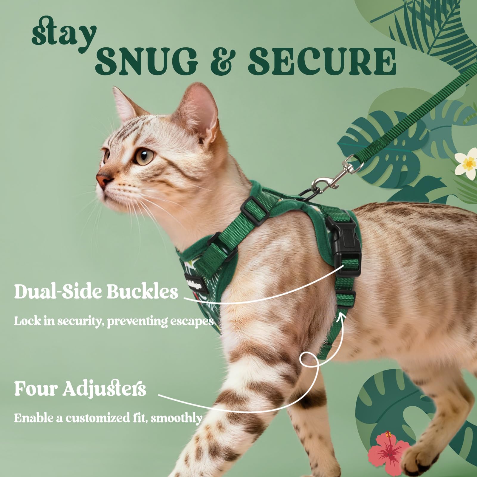 Rabbitgoo dual quick-release buckles secure the harness quickly