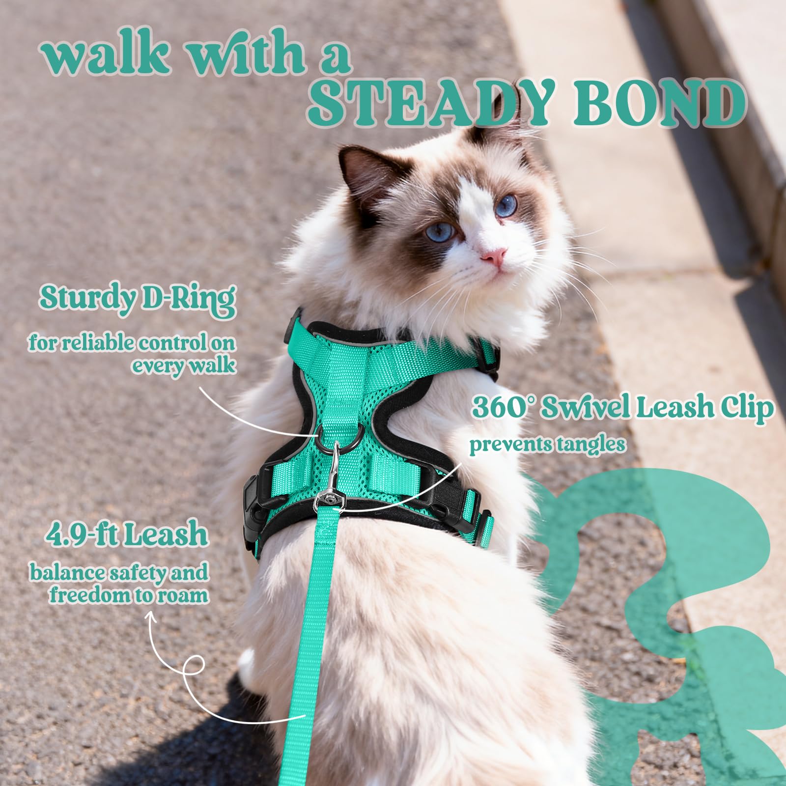 Rabbitgoo emerald harness with dual buckles for secure wear