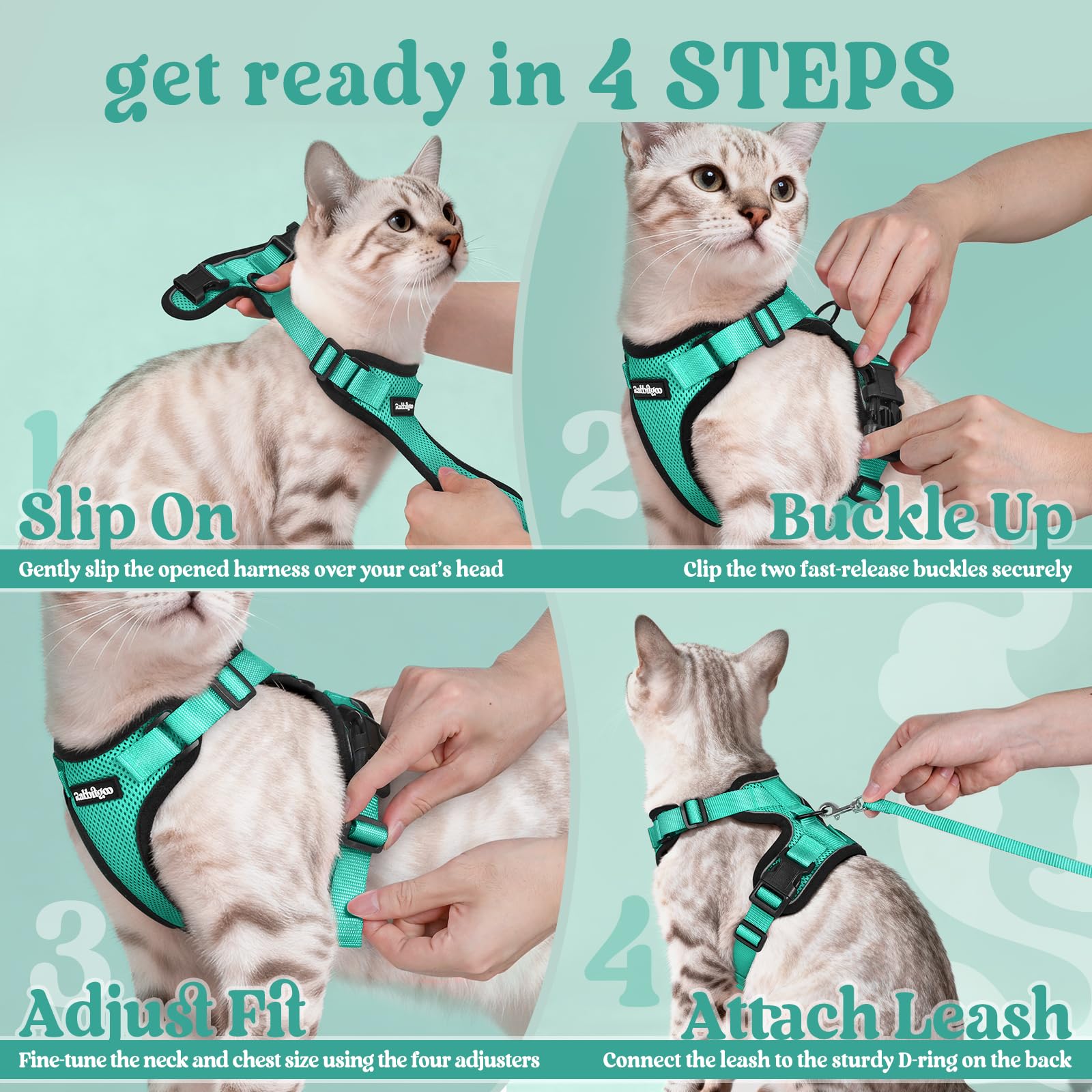Rabbitgoo dual-buckle design keeps harness secure during adventures