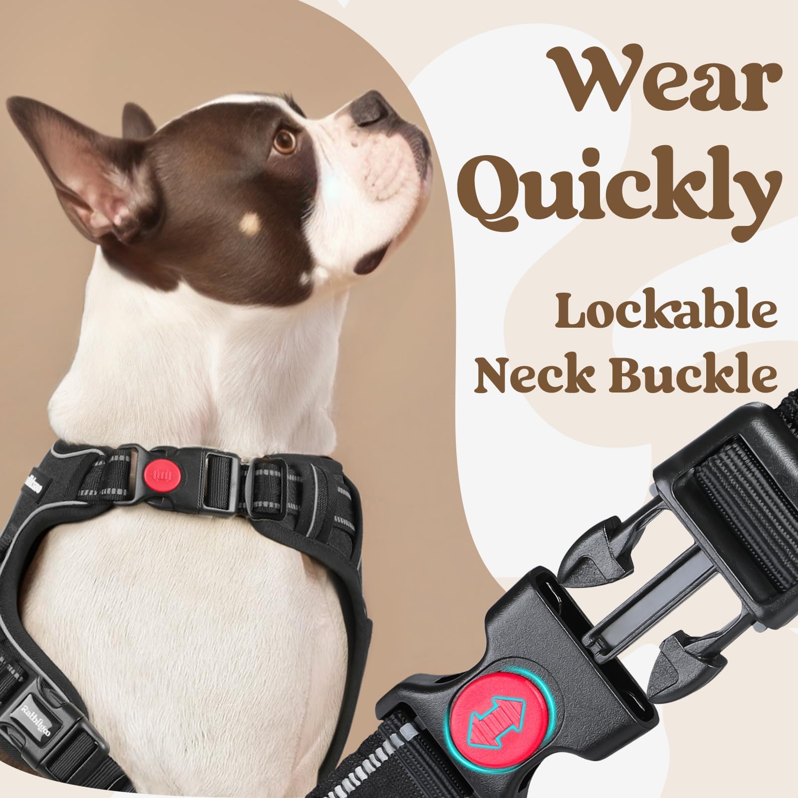 Rabbitgoo harness with reflective stitching improves night visibility