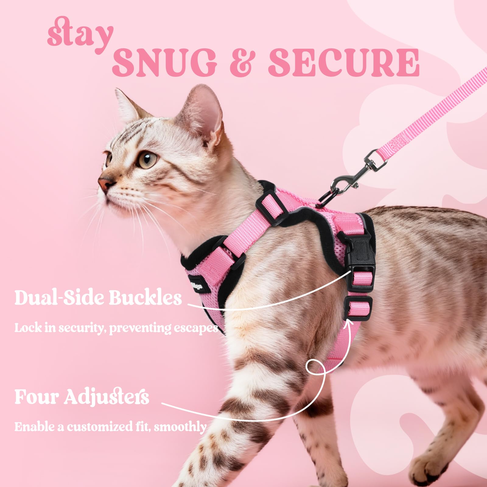Rabbitgoo leash 4.9ft pairs with the harness for steady control.
