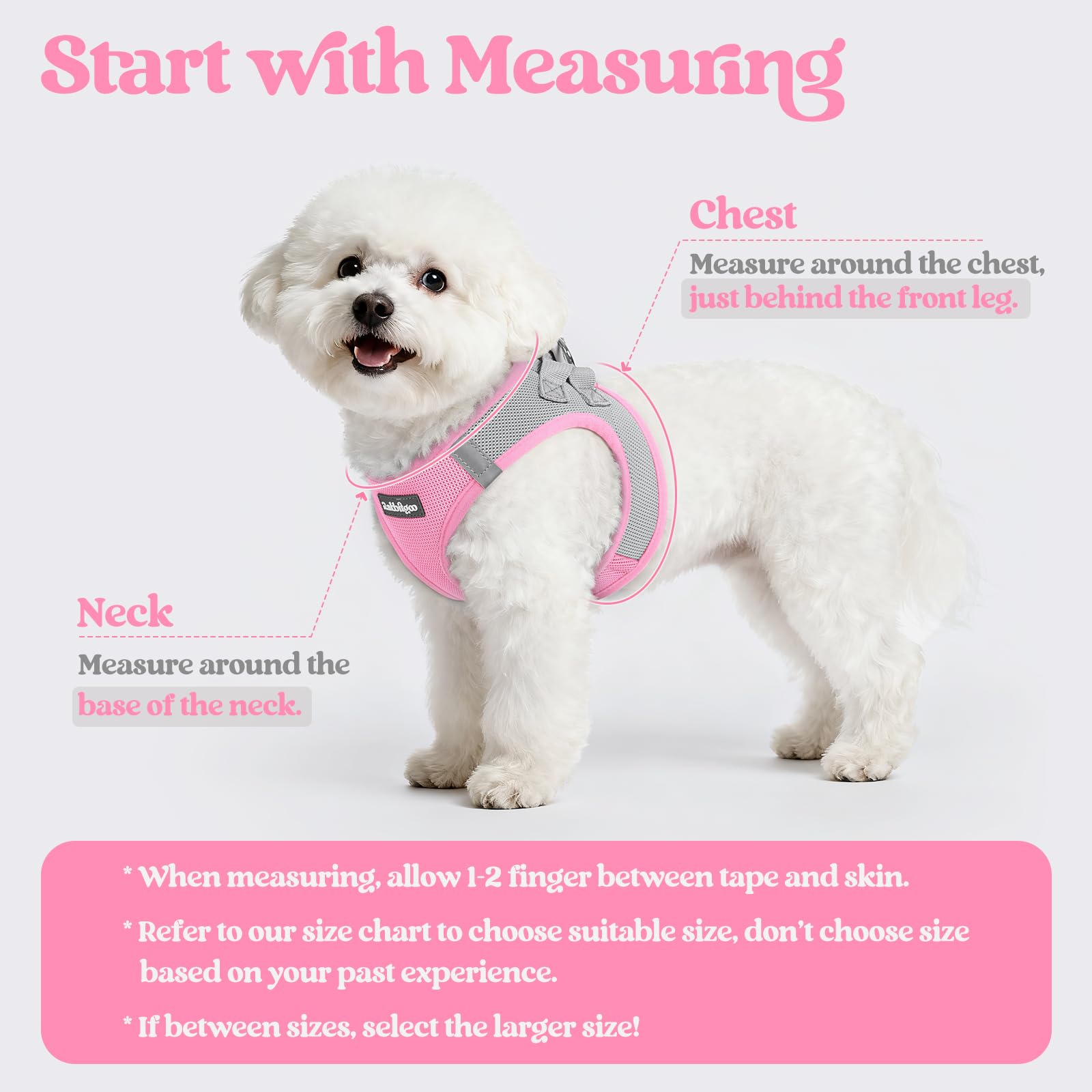 Rabbitgoo pink gray leash 5.12 ft with reflective features for safety