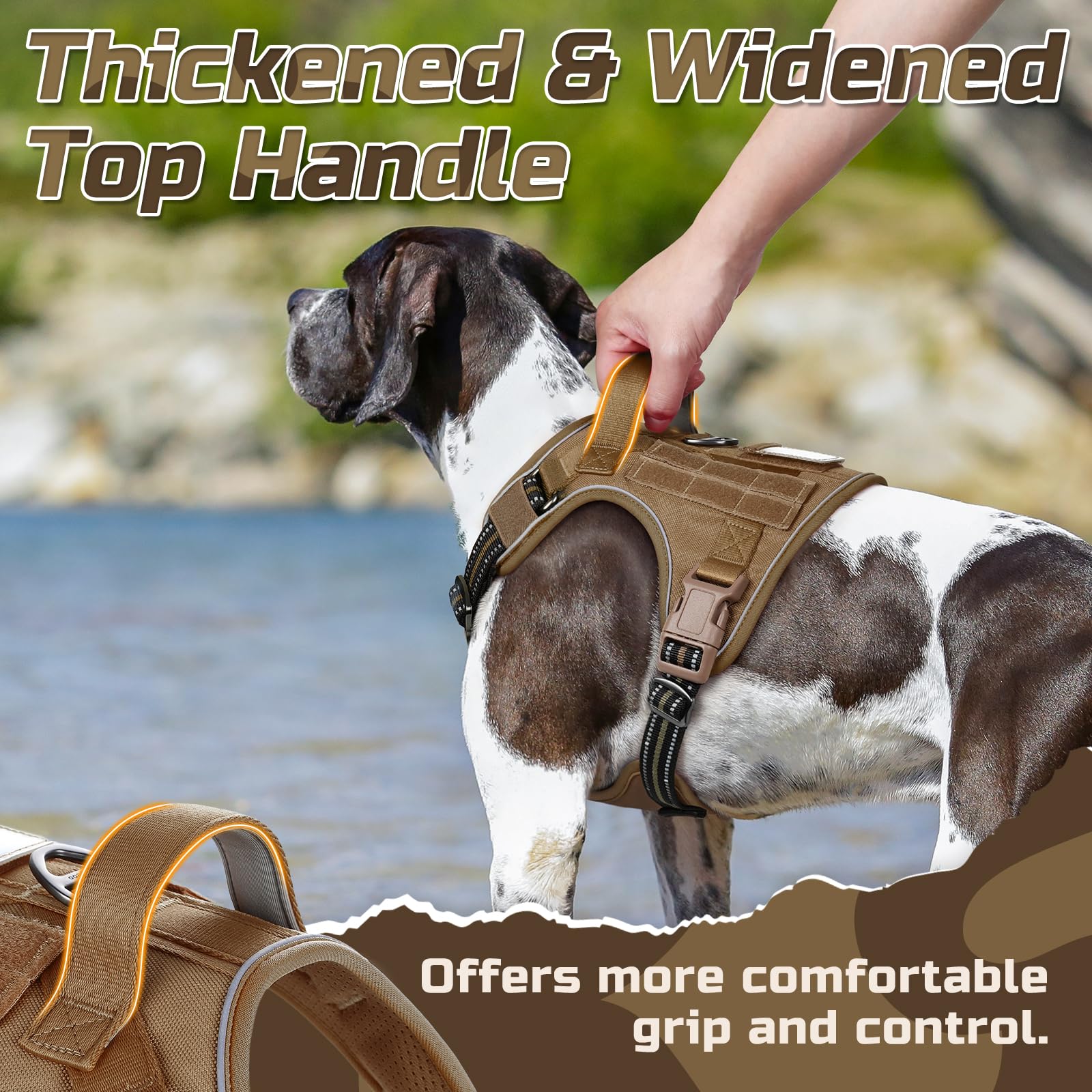 Rabbitgoo MOLLE system on both sides supports pouches and patches.