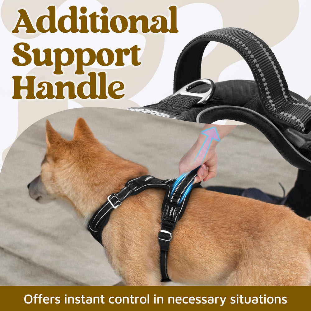 Rabbitgoo no-pull harness close-up on top handle for secure grip