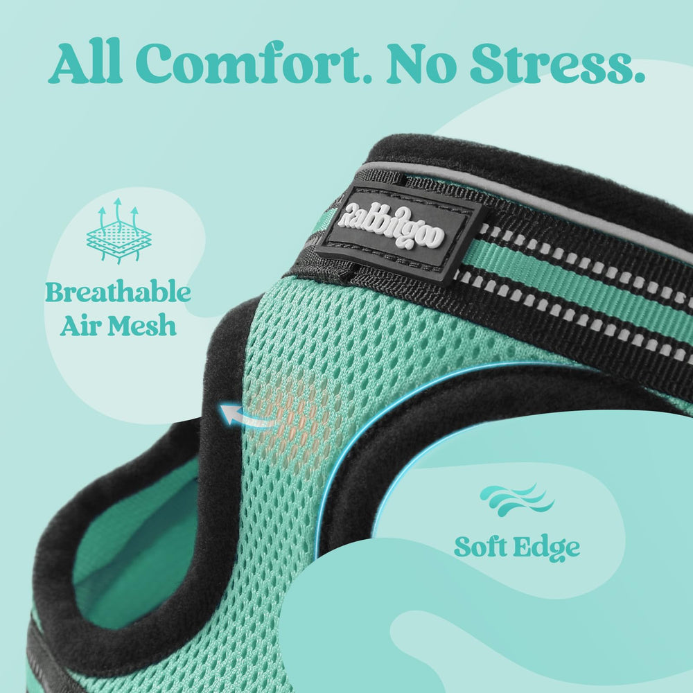 No-slip over-head design makes dressing quick and easy for Rabbitgoo harness.